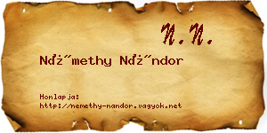 Némethy Nándor névjegykártya